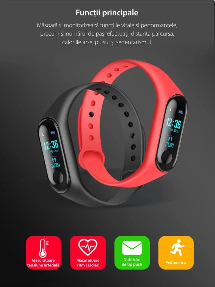 Cu Bratara Fitness M3 Plus Color Reflection, vei avea un partener de nadejde pentru a-ti imbunatati sanatatea si a-ti monitoriza activitatile zilnice.